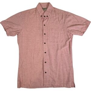 Kenny Flowers Mens Small Linen Red Heathered Short Sleeve Button Down Camp Shirt